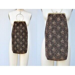 Velvet Floral Long Bag 90s does 20s Flapper Burlesque Bag Art Deco Victorian